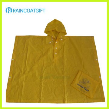 Promocional plegable de bolsillo plástica lluvia Poncho (Rvc-105)